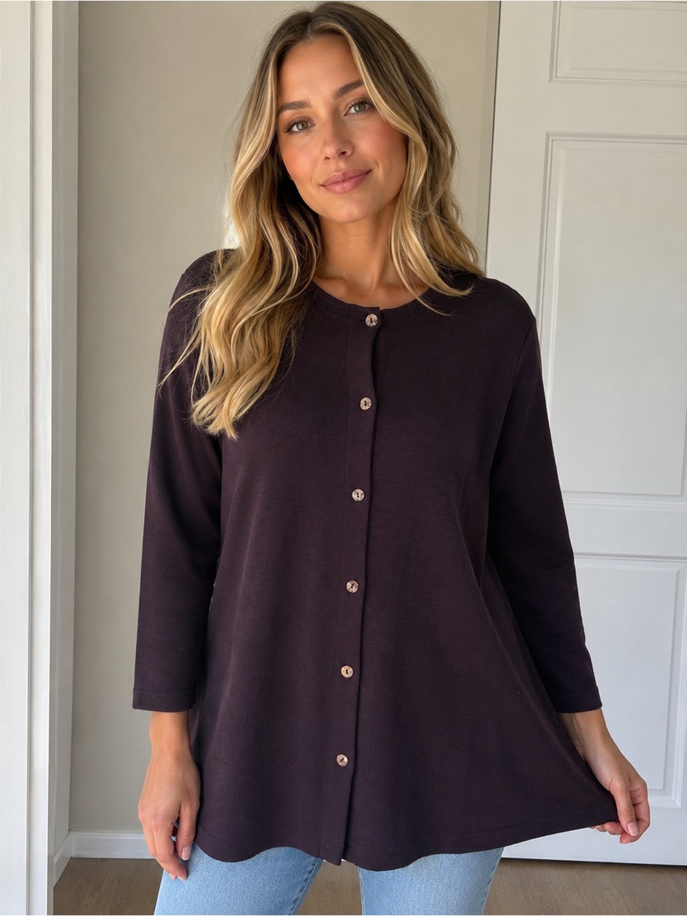 bryn Walker Button-Front Sweater Women’s Top
